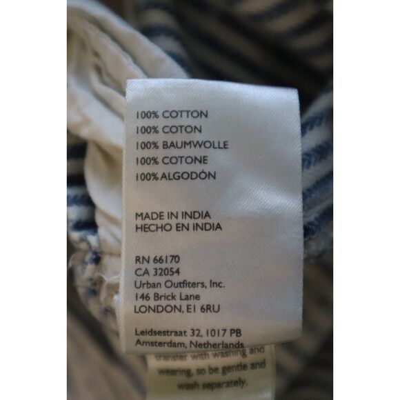 We The Free x Free People OB1501942 Women Sz L Blue Striped Ziggy Shortalls - Picture 4 of 5